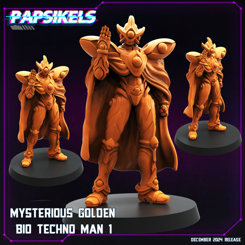 3D Printed Papsikels Mysterious Golden Bio Techno Man Dec. 2024 Cyberpunk 28mm 32mm (Online Only)