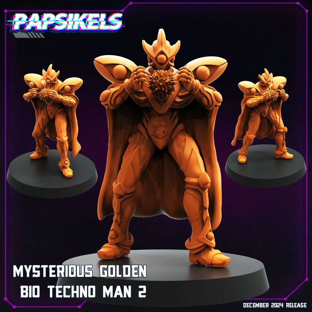 3D Printed Papsikels Mysterious Golden Bio Techno Man Dec. 2024 Cyberpunk 28mm 32mm (Online Only)