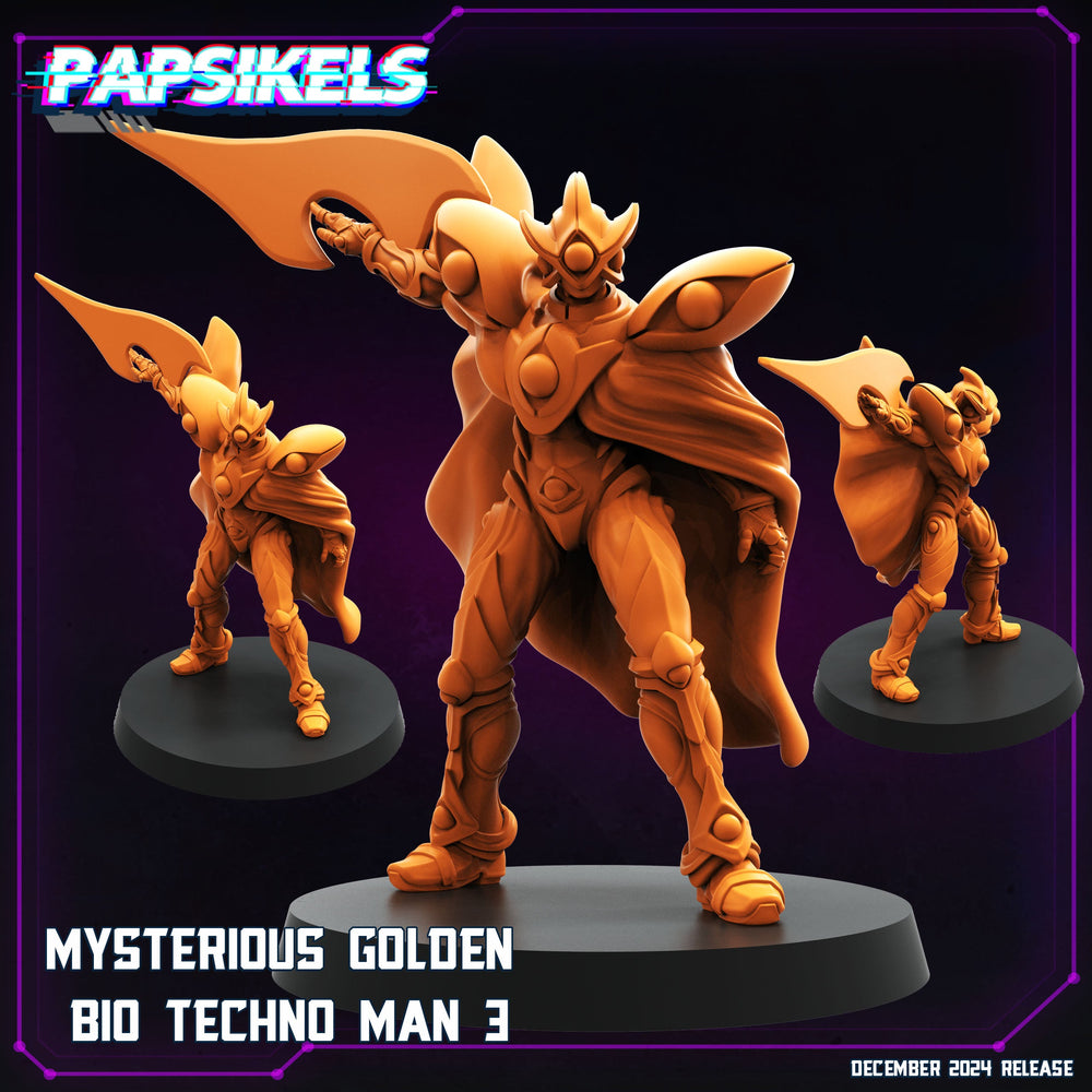3D Printed Papsikels Mysterious Golden Bio Techno Man Dec. 2024 Cyberpunk 28mm 32mm (Online Only)