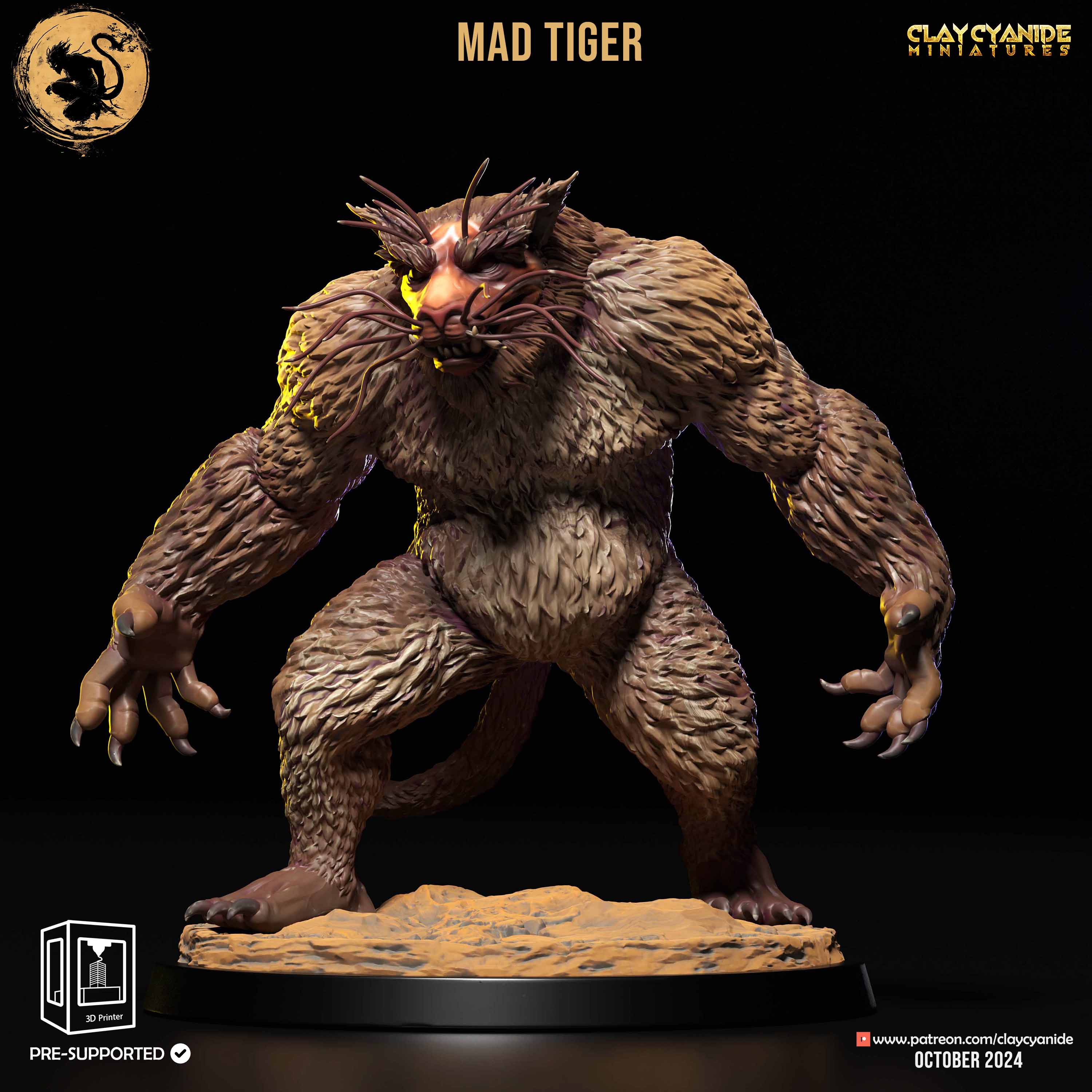 3D Printed Clay Cyanide Mad Tiger Black Myth Wukong Set 28 32 mm D&D (Online Only)