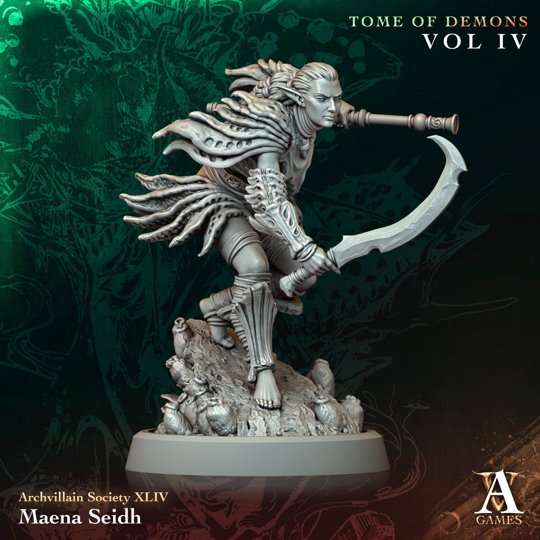 3D Printed Archvillain Games Maena Seidh Archvillain Society Vol XLIV 28 32mm D&D (Online Only)