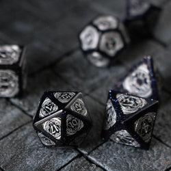 Mage Fury Blue Sandstone Silver Font Gemstone DND Dice Set (ONLINE ORDER ONLY)