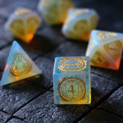 Mage Fury Gemstone Opalite Hand Carved DND Dice Set (ONLINE ORDER ONLY)