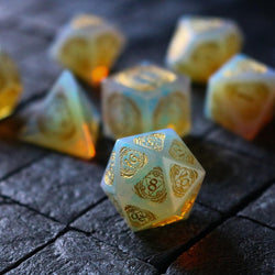 Mage Fury Gemstone Opalite Hand Carved DND Dice Set (ONLINE ORDER ONLY)