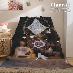 Magical Dream Catcher Flannel Fleece Reversible Sherpa Throw Blanket (Online Order Only)