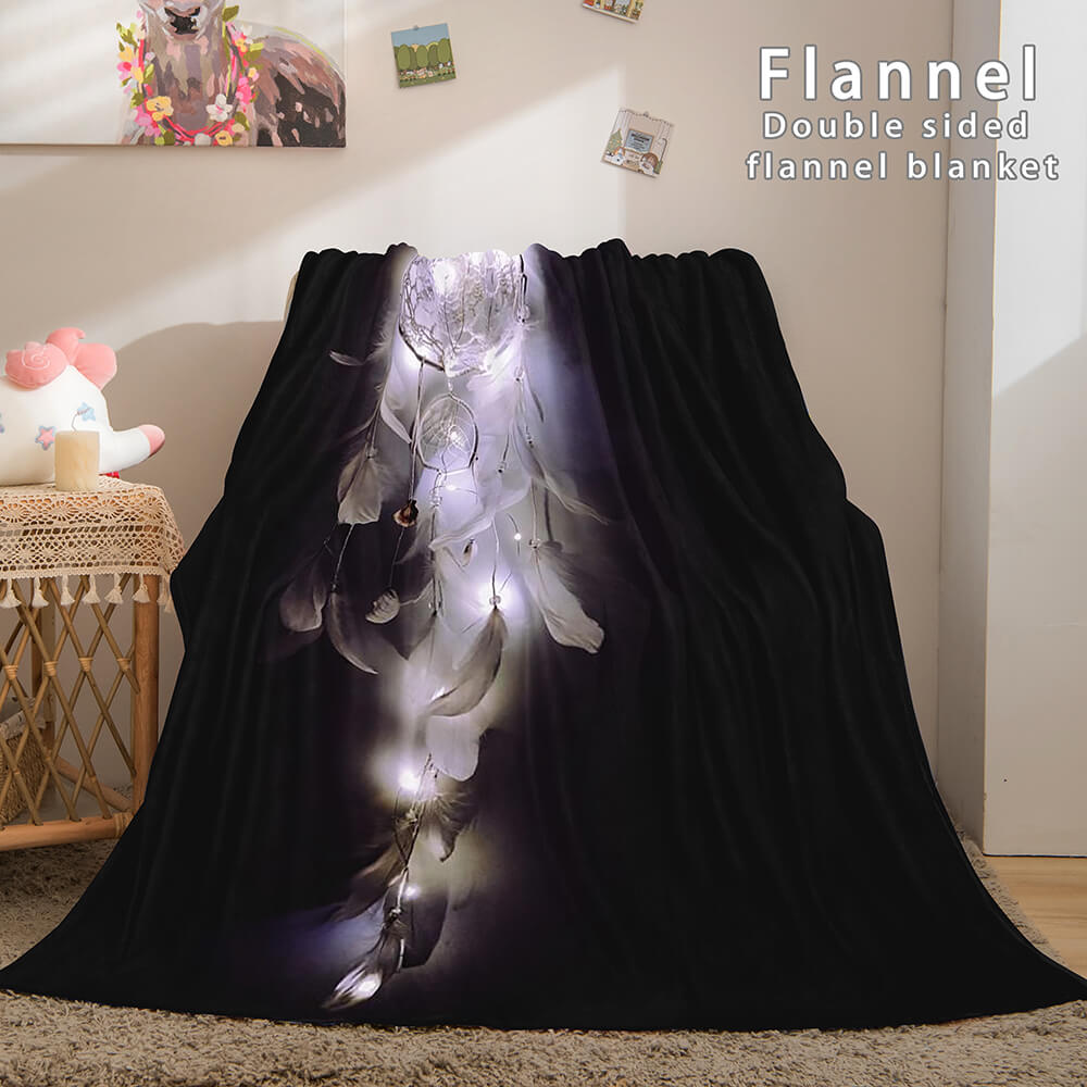 Magical Dream Catcher Flannel Fleece Reversible Sherpa Throw Blanket (Online Order Only)