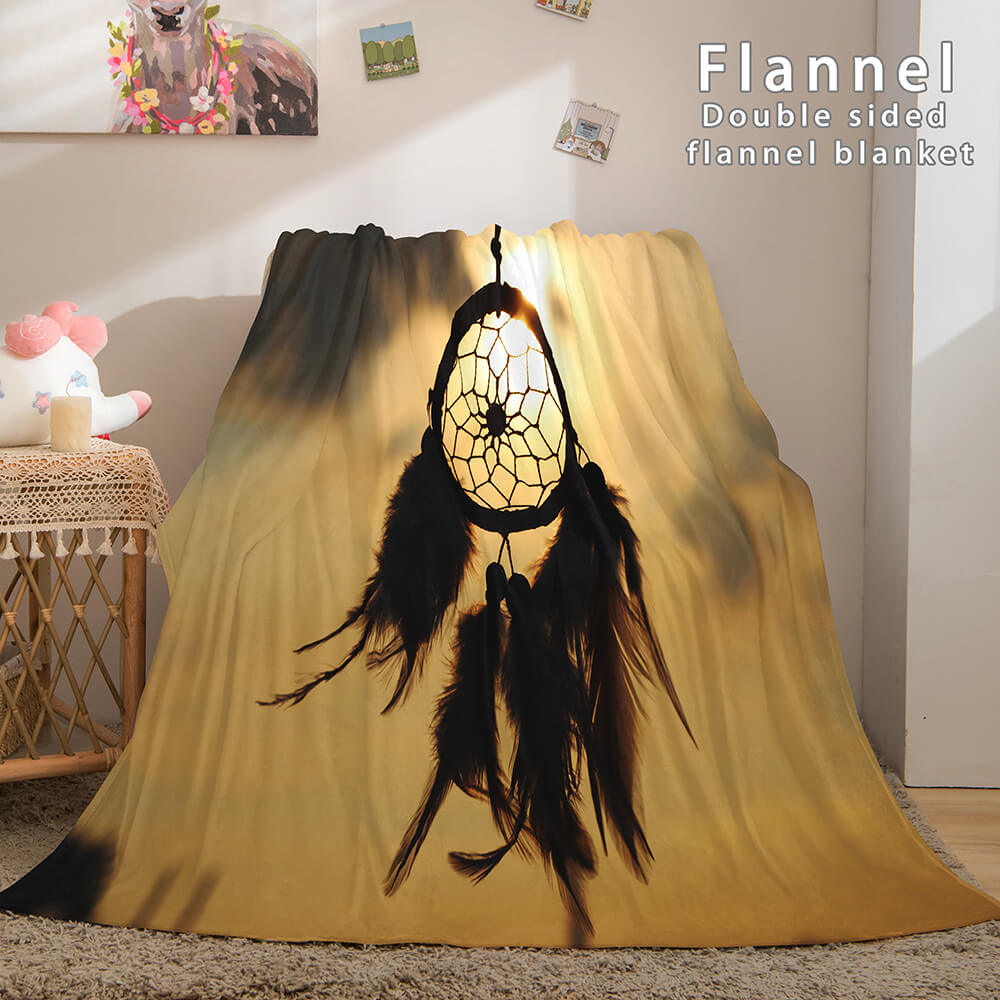 Magical Dream Catcher Flannel Fleece Reversible Sherpa Throw Blanket (Online Order Only)