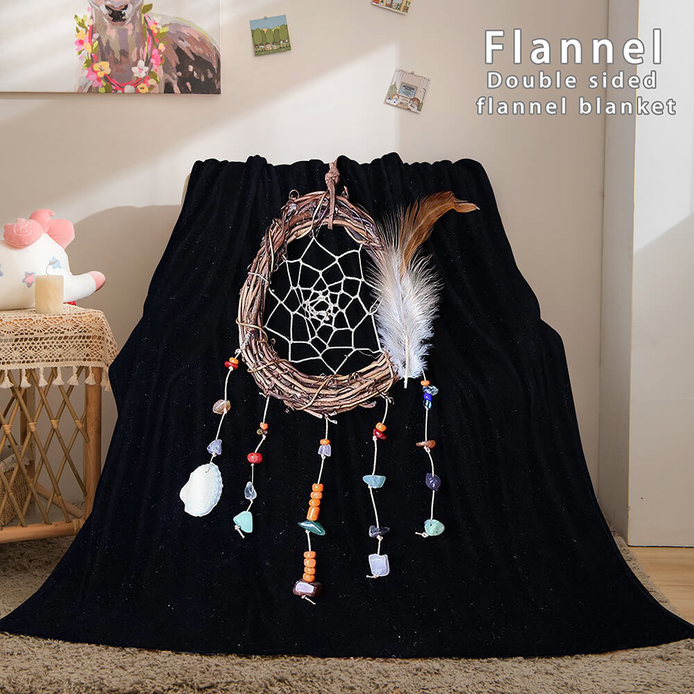 Magical Dream Catcher Flannel Fleece Reversible Sherpa Throw Blanket (Online Order Only)