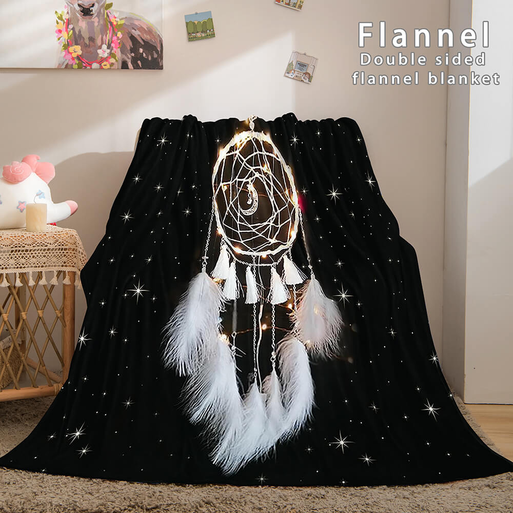 Magical Dream Catcher Flannel Fleece Reversible Sherpa Throw Blanket (Online Order Only)