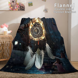 Magical Dream Catcher Flannel Fleece Reversible Sherpa Throw Blanket (Online Order Only)
