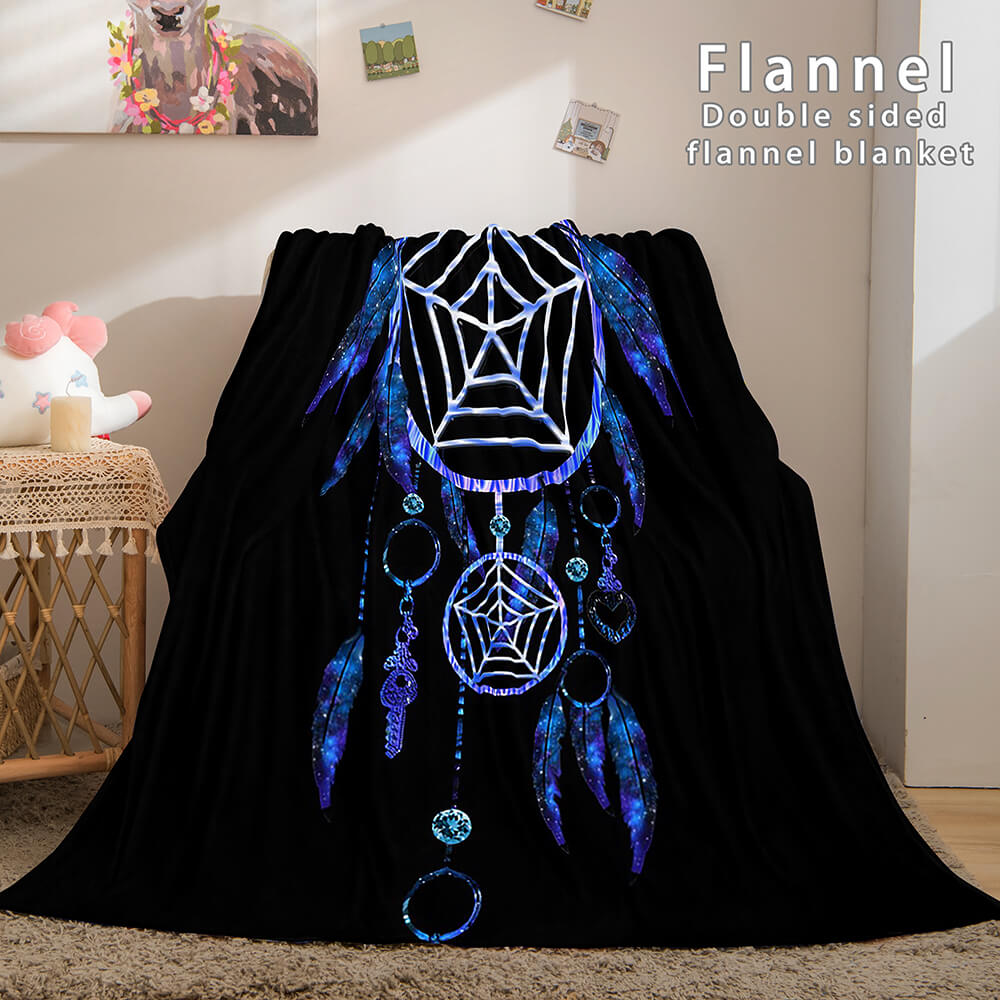 Magical Dream Catcher Flannel Fleece Reversible Sherpa Throw Blanket (Online Order Only)