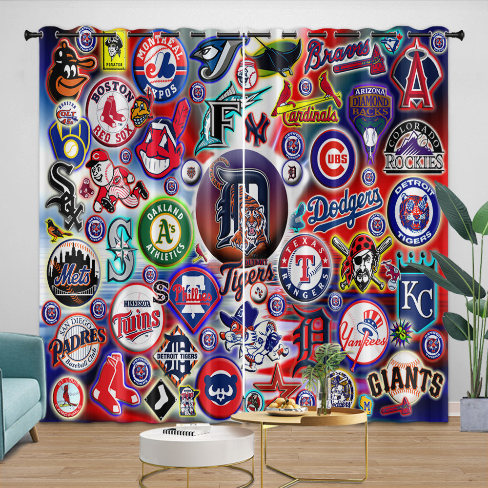 Major League Baseball MLB Curtains Blackout Window Drapes Room Decoration