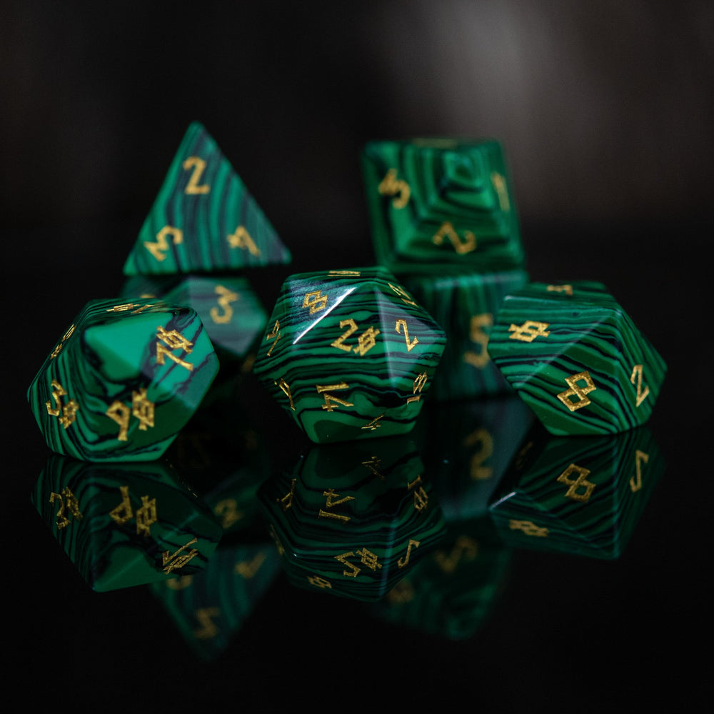 Pre-Order || Malachite Stone Dice Set