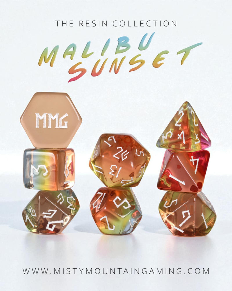 Malibu Sunset Resin Dice Set (ONLINE ORDER ONLY)