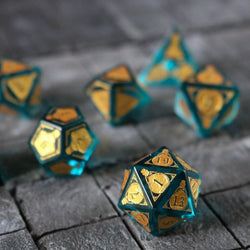 Mana Potion Blue Zircon Glass DND Dice Set (ONLINE ORDER ONLY)