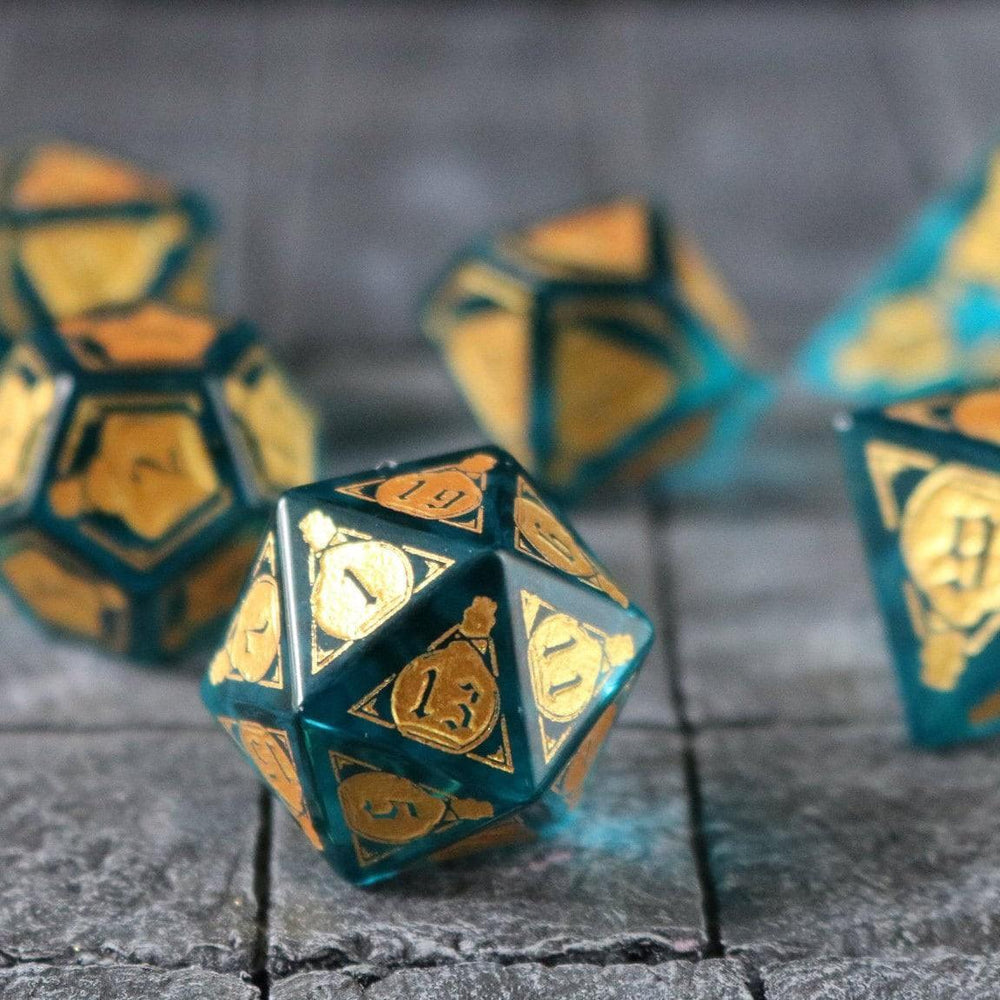 Mana Potion Blue Zircon Glass DND Dice Set (ONLINE ORDER ONLY)