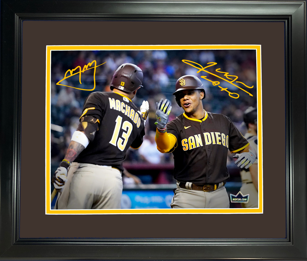 Framed Manny Machado Juan Soto San Diego Padres Dual Facsimile Laser Engraved Signature Auto 11"x14" Baseball Photo HOFSM Holo (ONLINE ORDER ONLY)