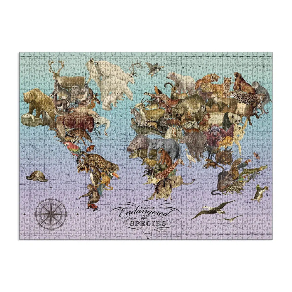 Map of Endangered Species 1500 Piece Jigsaw Puzzle Galison (ONLINE ORDER ONLY)