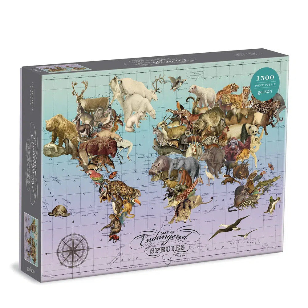 Map of Endangered Species 1500 Piece Jigsaw Puzzle Galison (ONLINE ORDER ONLY)