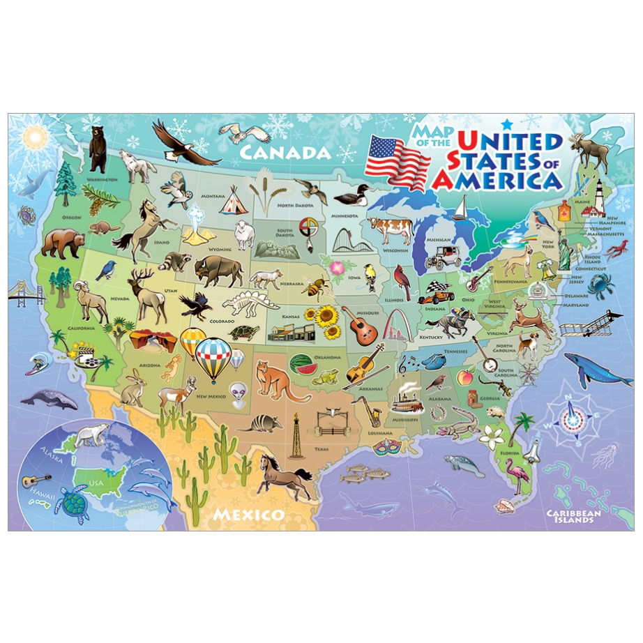 Map of the USA 48 Piece Floor Jigsaw Puzzle Cobble Hill (ONLINE ORDER ONLY)