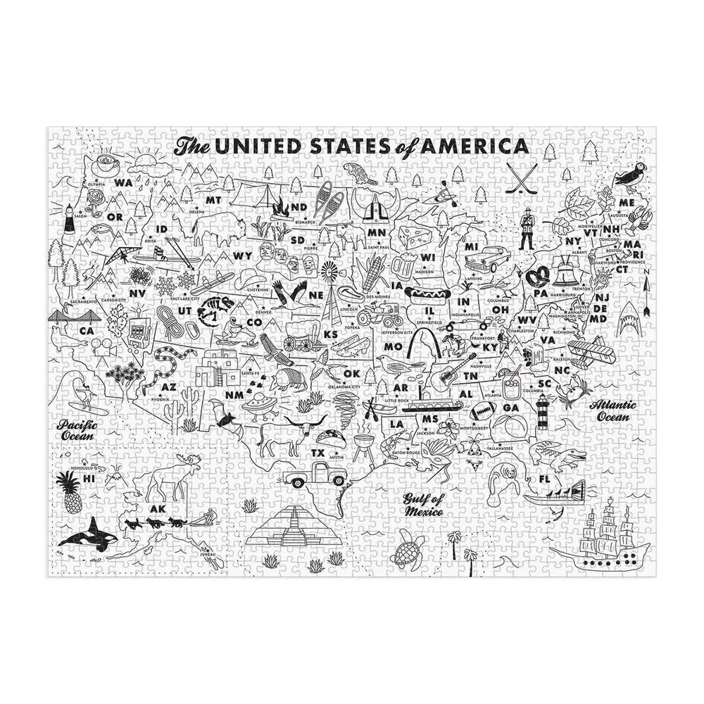 Maptote USA Color-In 1000 Piece Jigsaw Puzzle Galison (ONLINE ORDER ONLY)