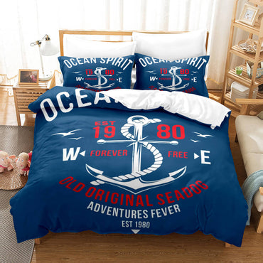 Marine Anchor Bedding Set Quilt Cover Room Decoration (Online Order Only)