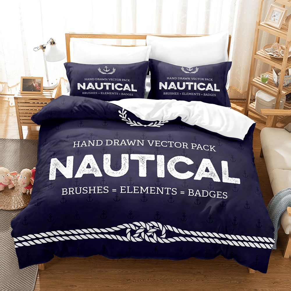 Marine Anchor Bedding Set Quilt Cover Room Decoration (Online Order Only)