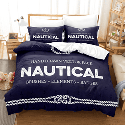 Marine Anchor Bedding Set Quilt Cover Room Decoration (Online Order Only)