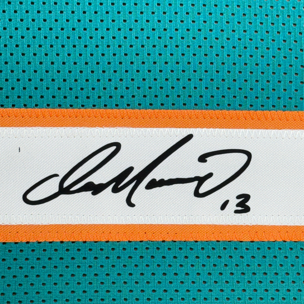 Framed Facsimile Autographed Dan Marino 35x39 Miami Teal Reprint Laser Auto Football Jersey (ONLINE ORDER ONLY)