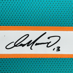 Framed Facsimile Autographed Dan Marino 35x39 Miami Teal Reprint Laser Auto Football Jersey (ONLINE ORDER ONLY)