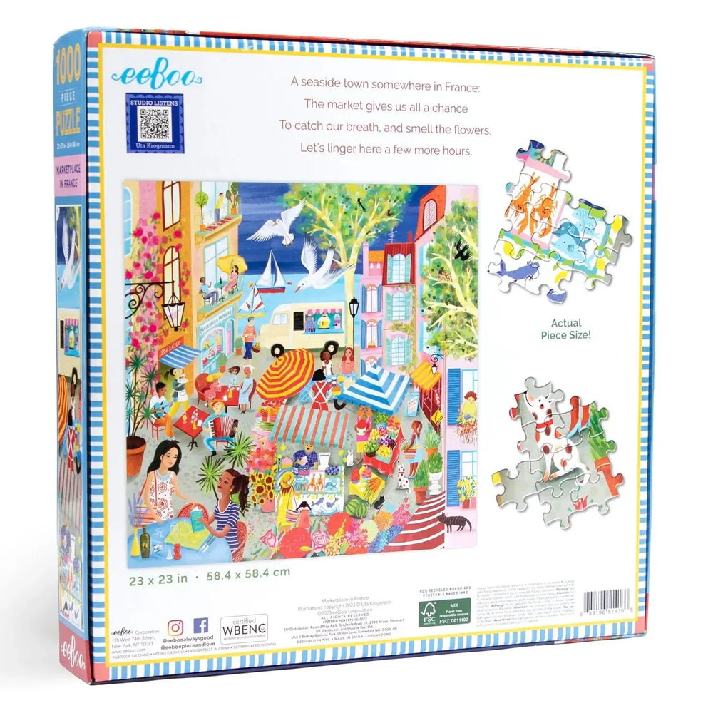 Marketplace in France 1000 Piece Jigsaw Puzzle eeBoo (ONLINE ORDER ONLY)