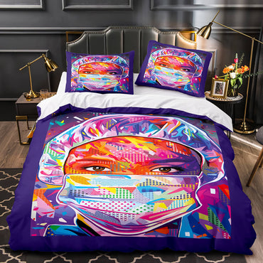 Pop Mask Print Bedding Set Quilt Duvet Covers (Online Order Only)