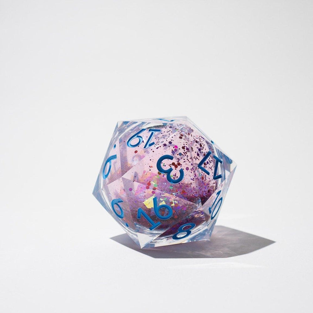 Massive Pastel Pink Baby Blue Glitter Liquid Core 95MM Chonk Handmade Resin Dice And Box (ONLINE ORDER ONLY)