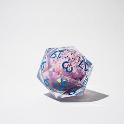 Massive Pastel Pink Baby Blue Glitter Liquid Core 95MM Chonk Handmade Resin Dice And Box (ONLINE ORDER ONLY)