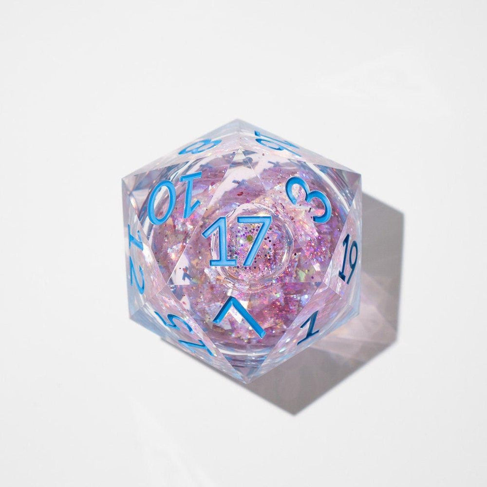 Massive Pastel Pink Baby Blue Glitter Liquid Core 95MM Chonk Handmade Resin Dice And Box (ONLINE ORDER ONLY)