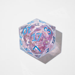 Massive Pastel Pink Baby Blue Glitter Liquid Core 95MM Chonk Handmade Resin Dice And Box (ONLINE ORDER ONLY)