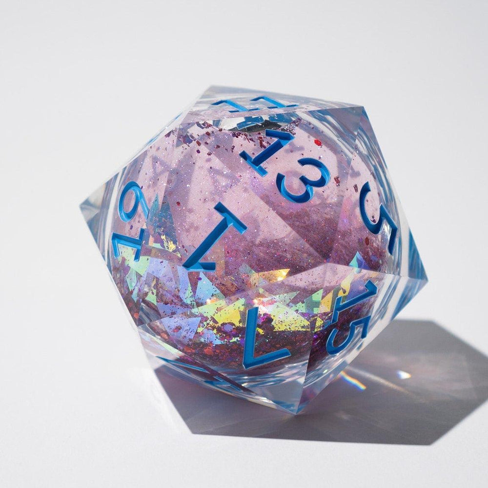 Massive Pastel Pink Baby Blue Glitter Liquid Core 95MM Chonk Handmade Resin Dice And Box (ONLINE ORDER ONLY)