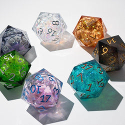 Massive Pastel Pink Baby Blue Glitter Liquid Core 95MM Chonk Handmade Resin Dice And Box (ONLINE ORDER ONLY)