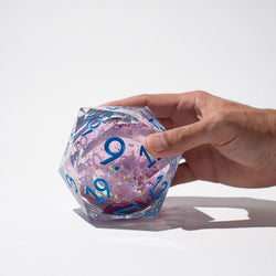 Massive Pastel Pink Baby Blue Glitter Liquid Core 95MM Chonk Handmade Resin Dice And Box (ONLINE ORDER ONLY)