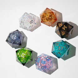 Massive Silver And Foil Liquid Core 95MM Chonk Handmade Resin Dice And Box (ONLINE ORDER ONLY)