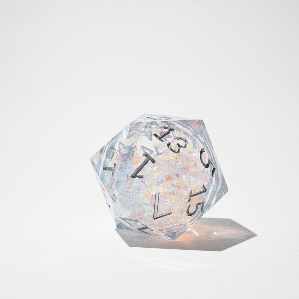 Massive Silver And Foil Liquid Core 95MM Chonk Handmade Resin Dice And Box (ONLINE ORDER ONLY)