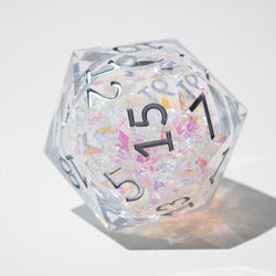 Massive Silver And Foil Liquid Core 95MM Chonk Handmade Resin Dice And Box (ONLINE ORDER ONLY)