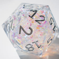 Massive Silver And Foil Liquid Core 95MM Chonk Handmade Resin Dice And Box (ONLINE ORDER ONLY)