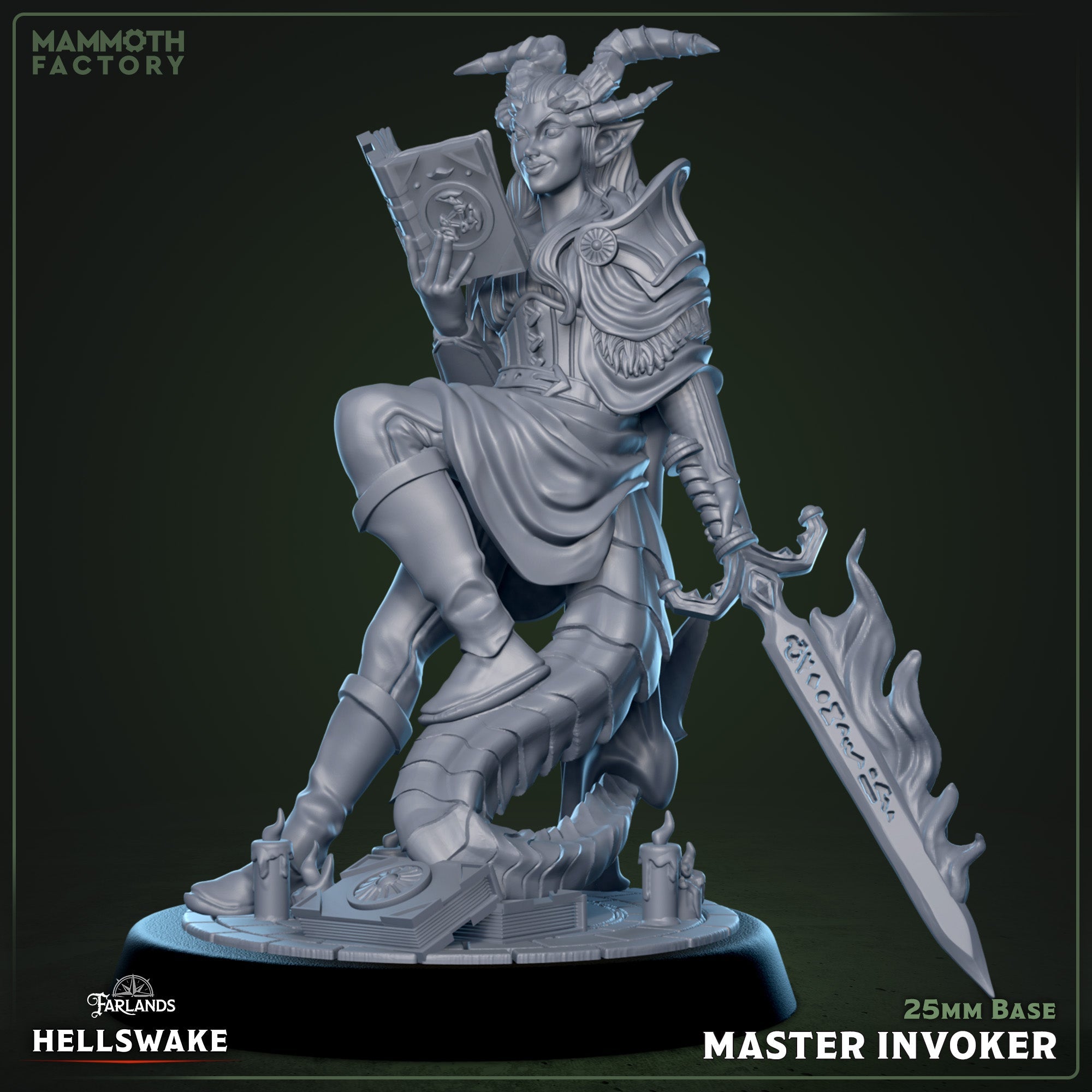 Idreleys, Master Invoker – Tiefling Warlock Female Miniature (ONLINE ORDER ONLY)