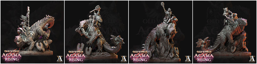 3D Printed Archvillain Games Old World Agama Rising - Mato Riders 28mm 32mm D&D (Online Only)