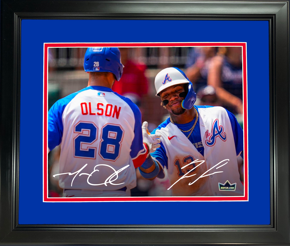 Framed Matt Olson & Ronald Acuna Jr. Atlanta Braves Dual Facsimile Laser Engraved Signature Auto 11"x14" Baseball Photo HOFSM Holo (ONLINE ORDER ONLY)