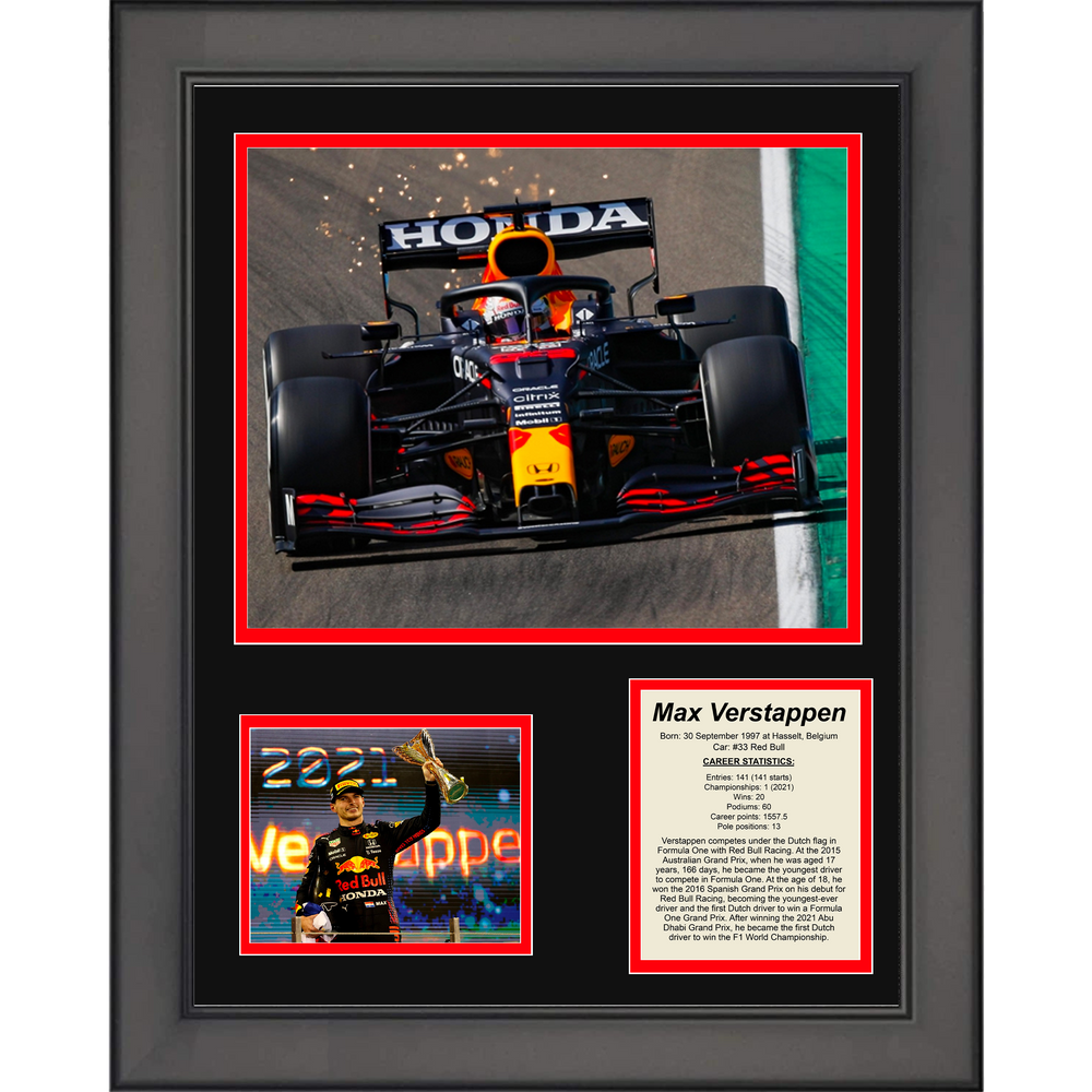 Framed Max Verstappen F1 Formula One Red Bull Driver 11"x14" Racing Three Photo Collage (ONLINE ORDER ONLY)