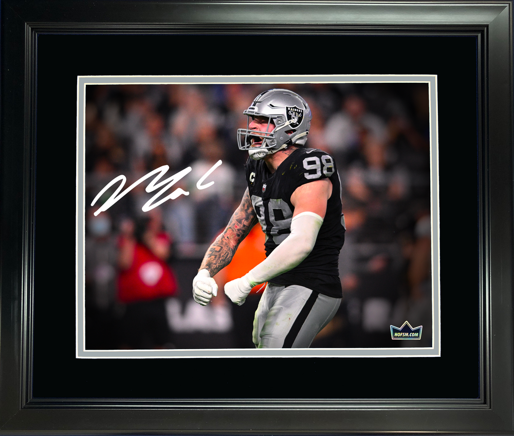 Framed Maxx Crosby Las Vegas Raiders Facsimile Laser Engraved Signature Auto 11"x14" Football Photo HOFSM Holo (ONLINE ORDER ONLY)