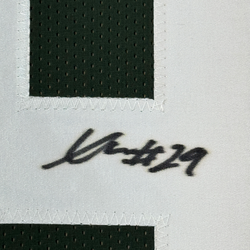 Framed Autographed/Signed Xavier McKinney 35x39 Green Bay Green Football Jersey JSA COA (ONLINE ORDER ONLY)