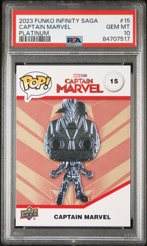 2023 UPPER DECK FUNKO POP MARVEL  CAPTAIN MARVEL PLATINUM #15  PSA 10 (Online Order Only)